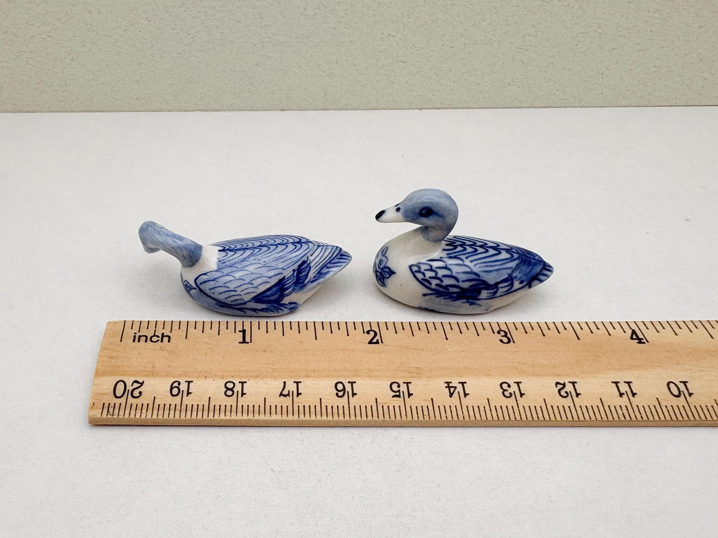 Mini Painted Blue & White Ducks