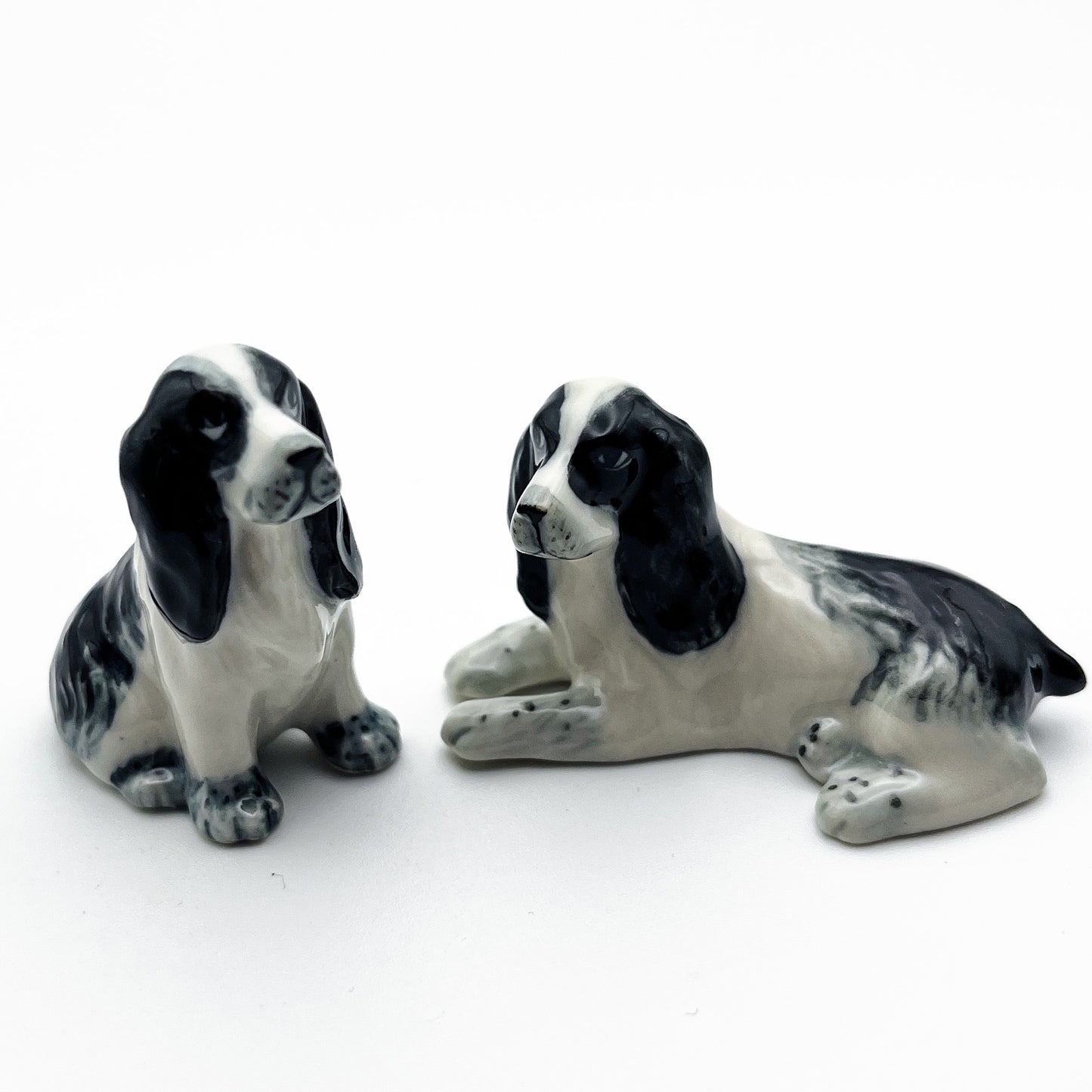 2 White and Black Cocker Spaniel Dogs