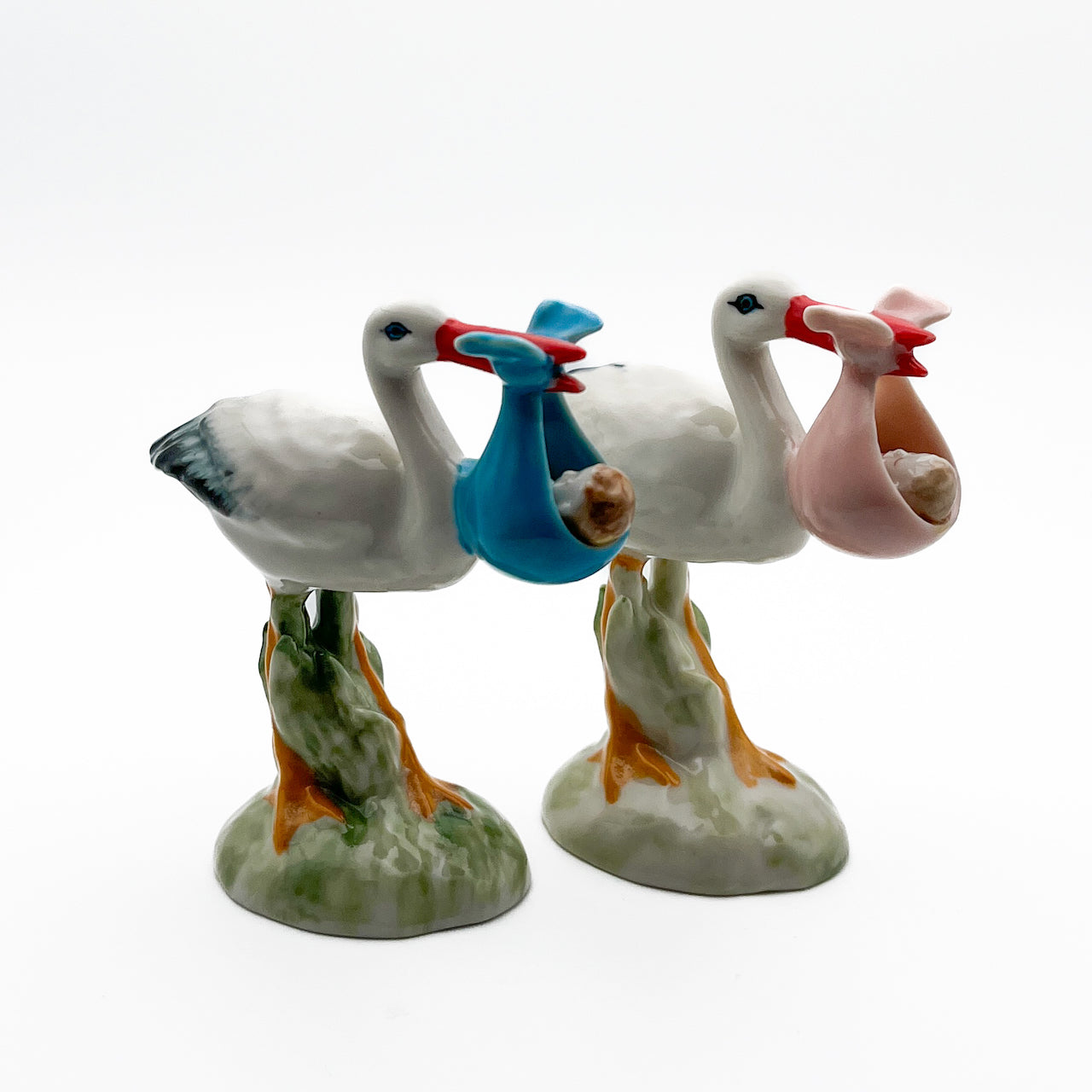 Cherished Deliveries | White Stork Figurine with Newborn Pouch