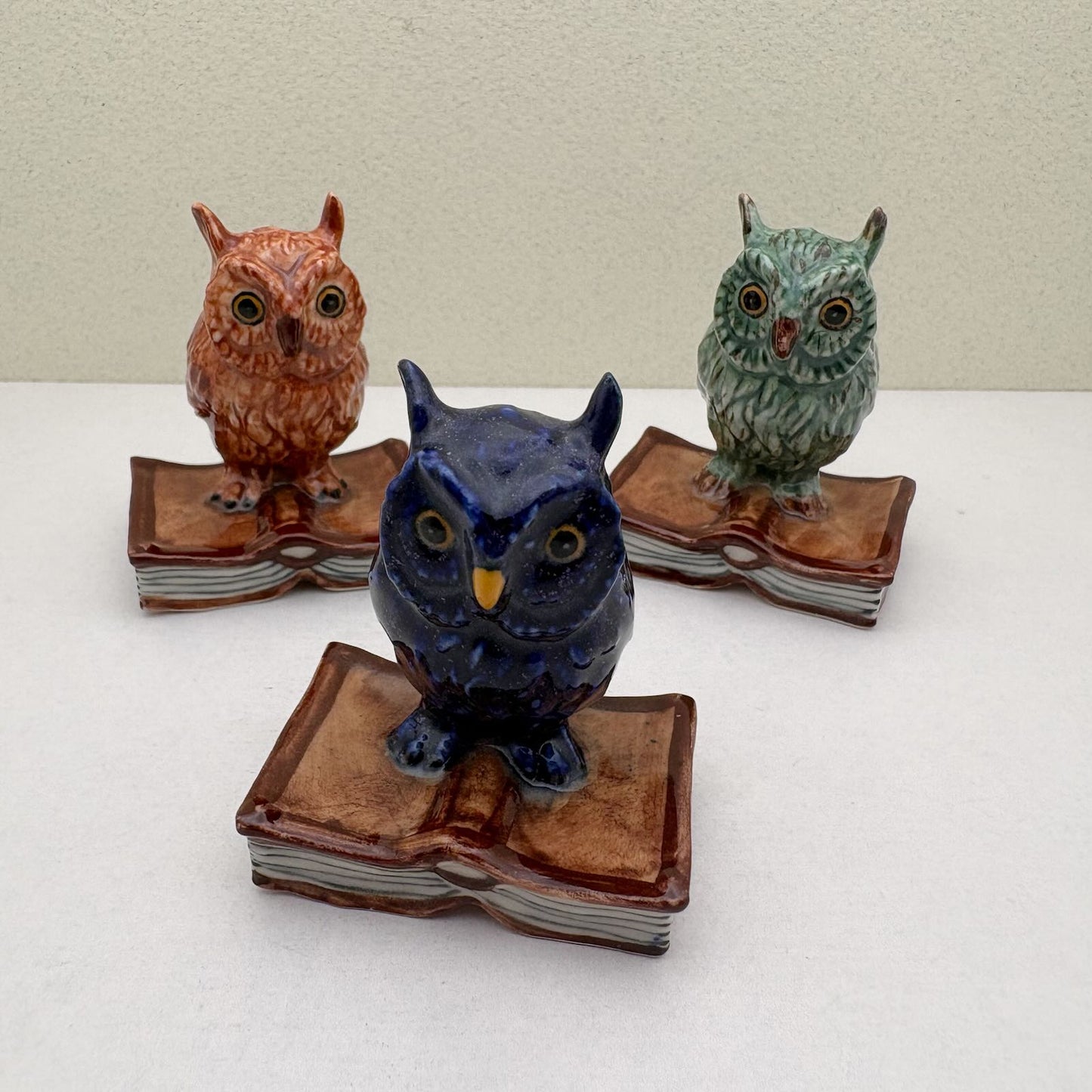 Wise Owl Ceramic Figurine on Book (Glossy-Glaze)