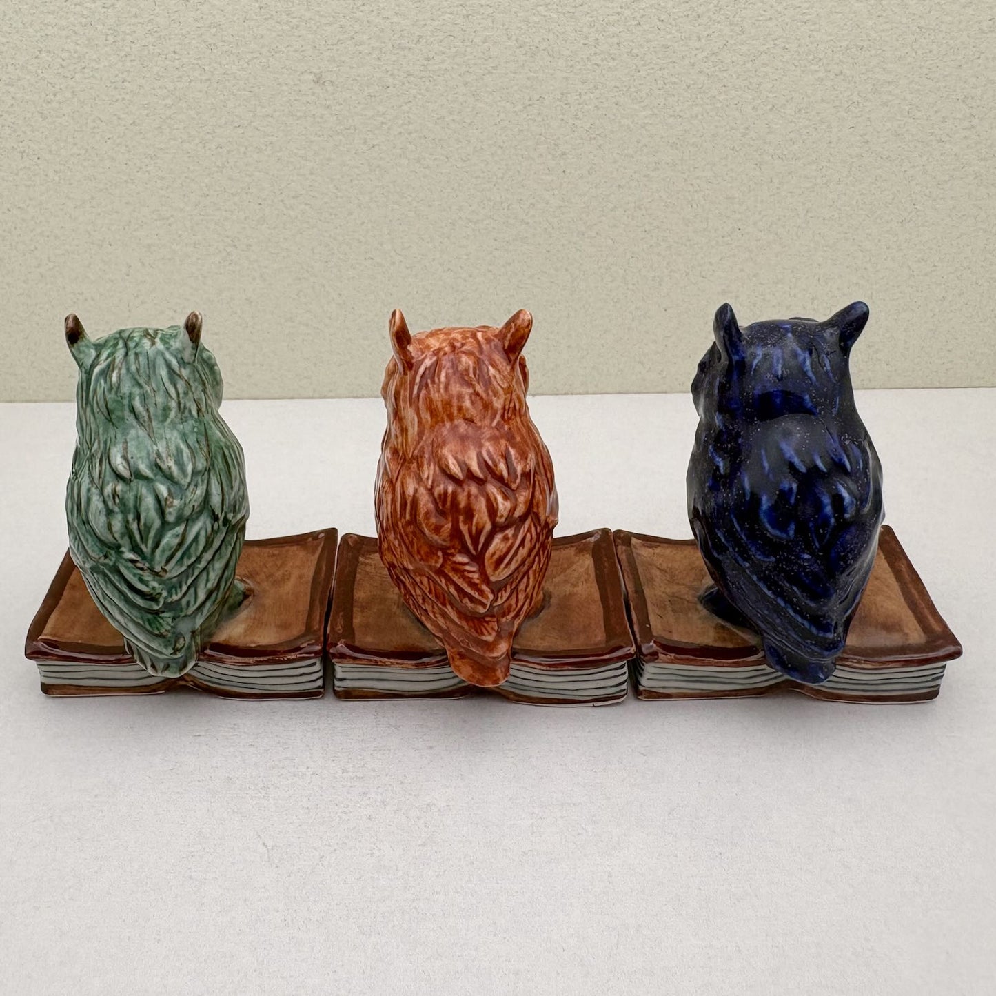 Wise Owl Ceramic Figurine on Book (Glossy-Glaze)