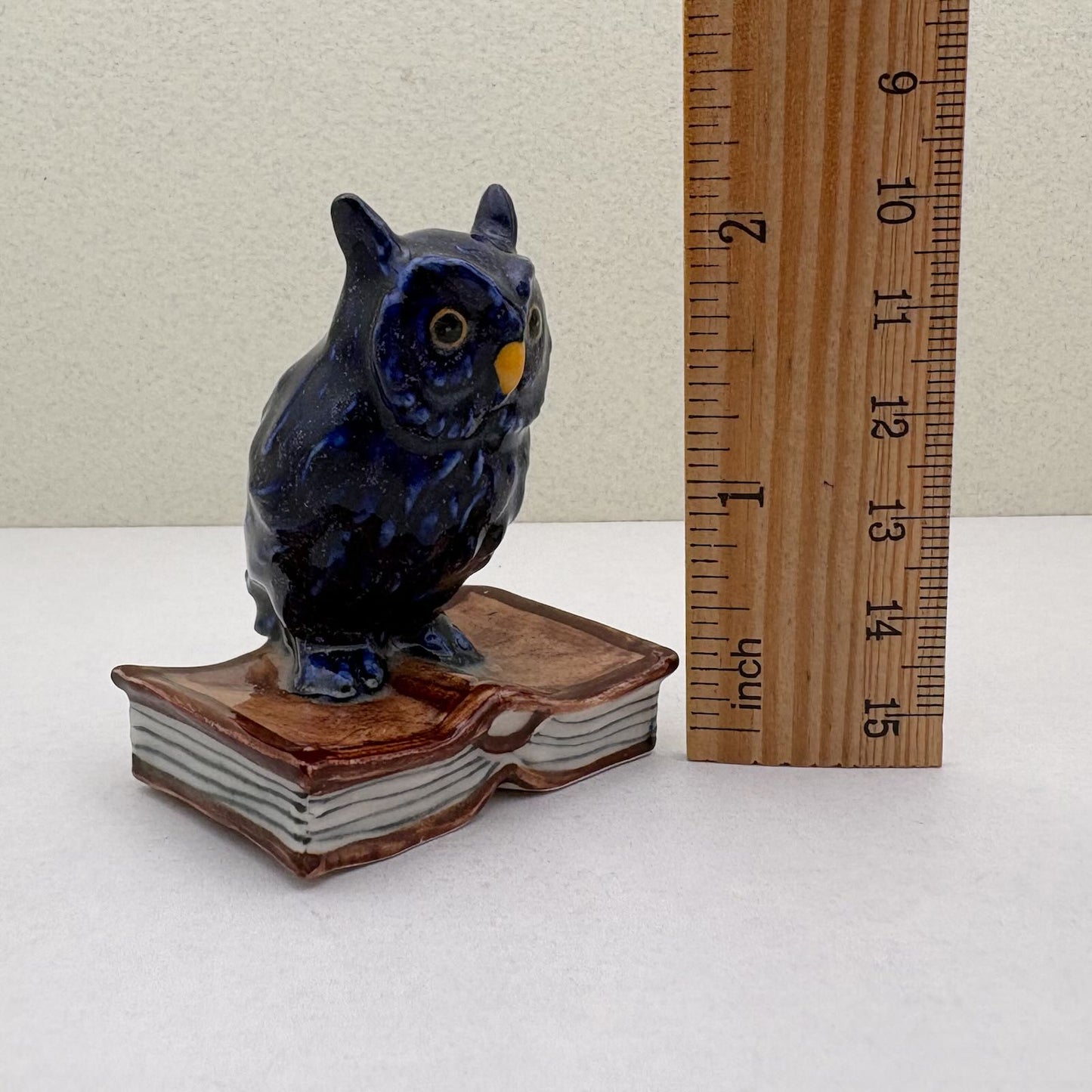 Wise Owl Ceramic Figurine on Book (Glossy-Glaze)