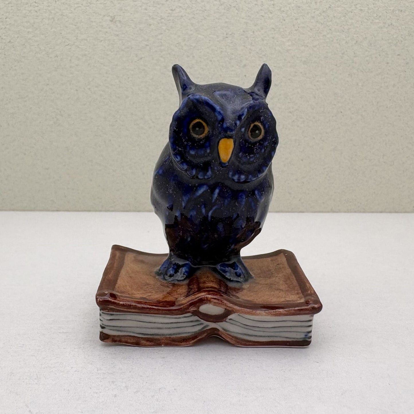 Wise Owl Ceramic Figurine on Book (Glossy-Glaze)