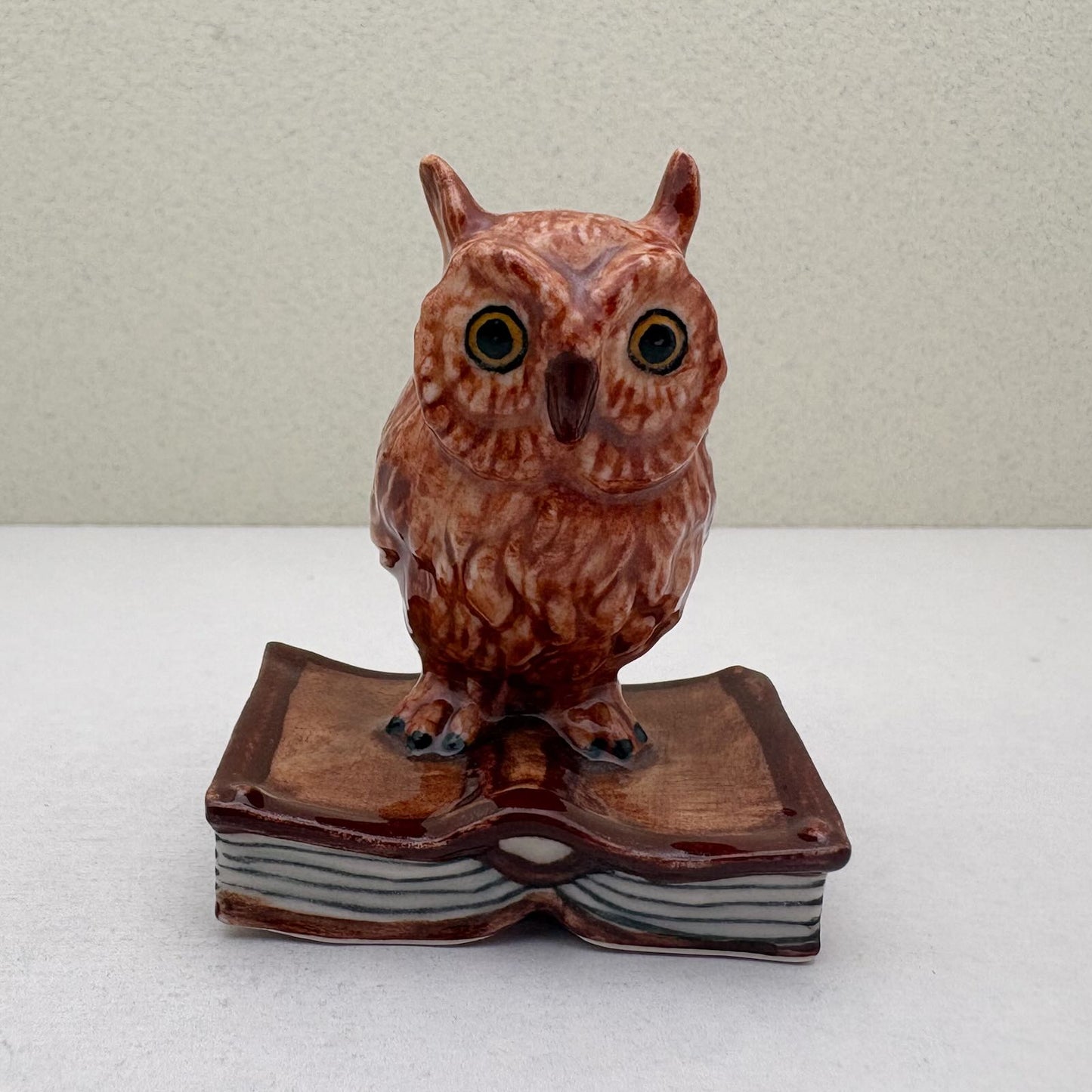 Wise Owl Ceramic Figurine on Book (Glossy-Glaze)