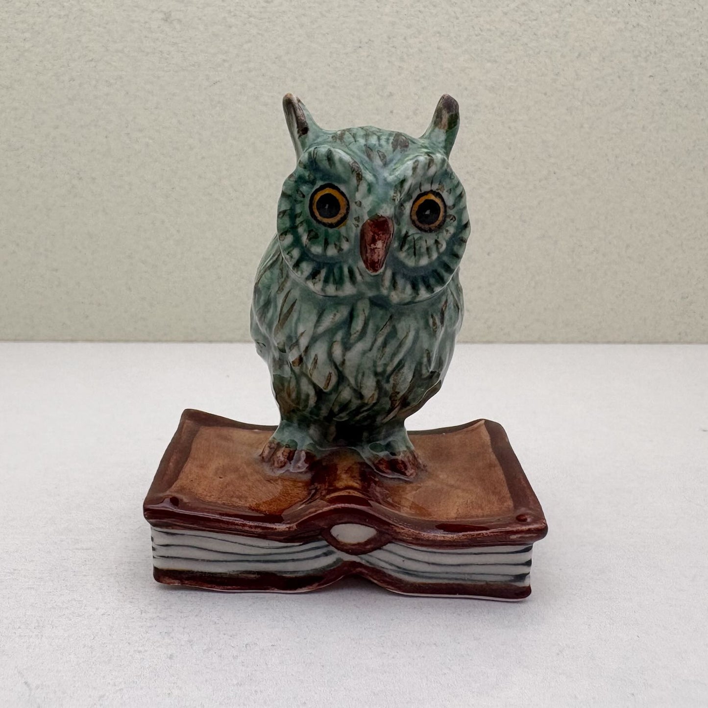 Wise Owl Ceramic Figurine on Book (Glossy-Glaze)