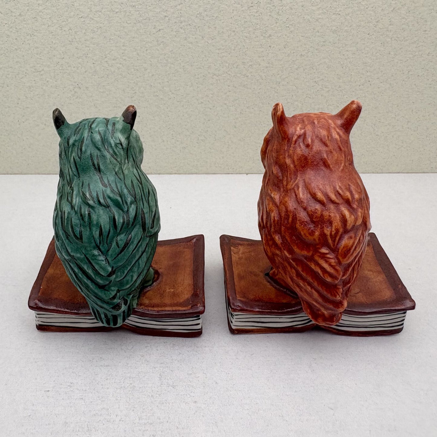 Matte Wise Owl Ceramic Figurine on Book