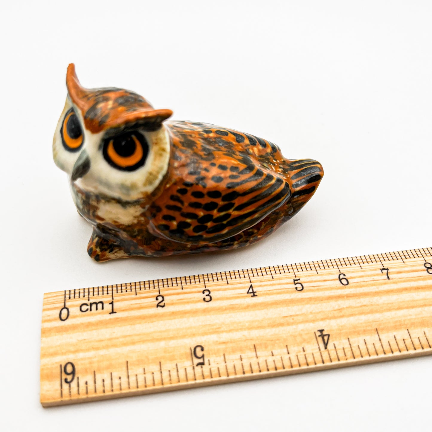 Set of 2 Owl Bird Ceramic Figurine Miniature Statue