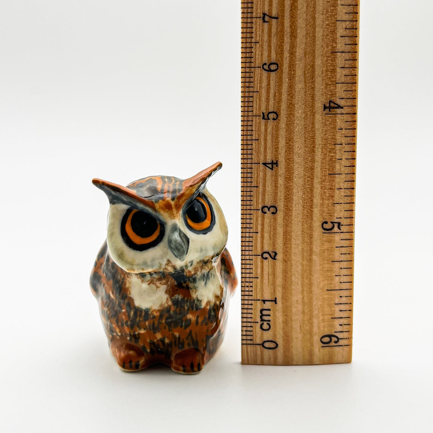 Set of 2 Owl Bird Ceramic Figurine Miniature Statue