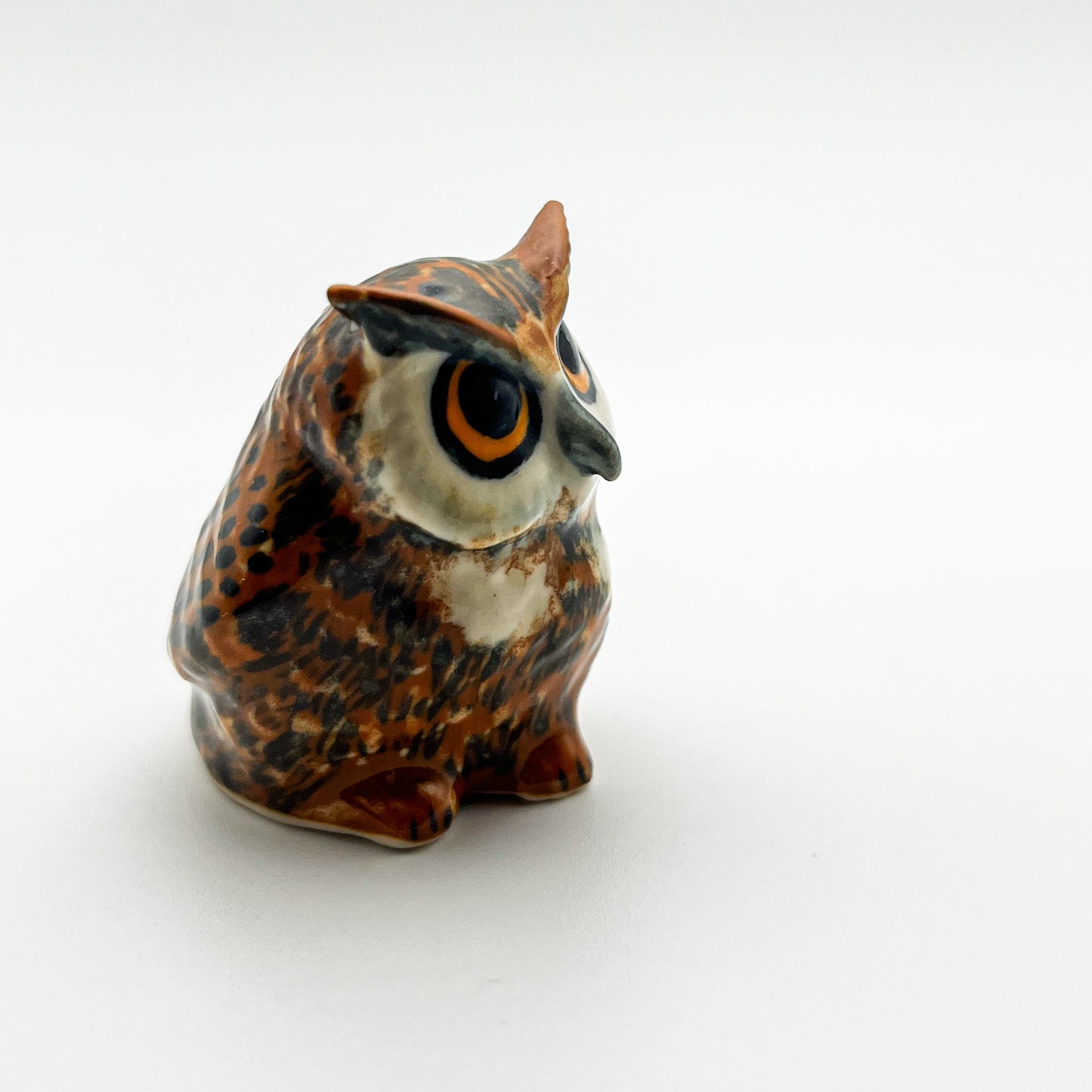 Set of 2 Owl Bird Ceramic Figurine Miniature Statue
