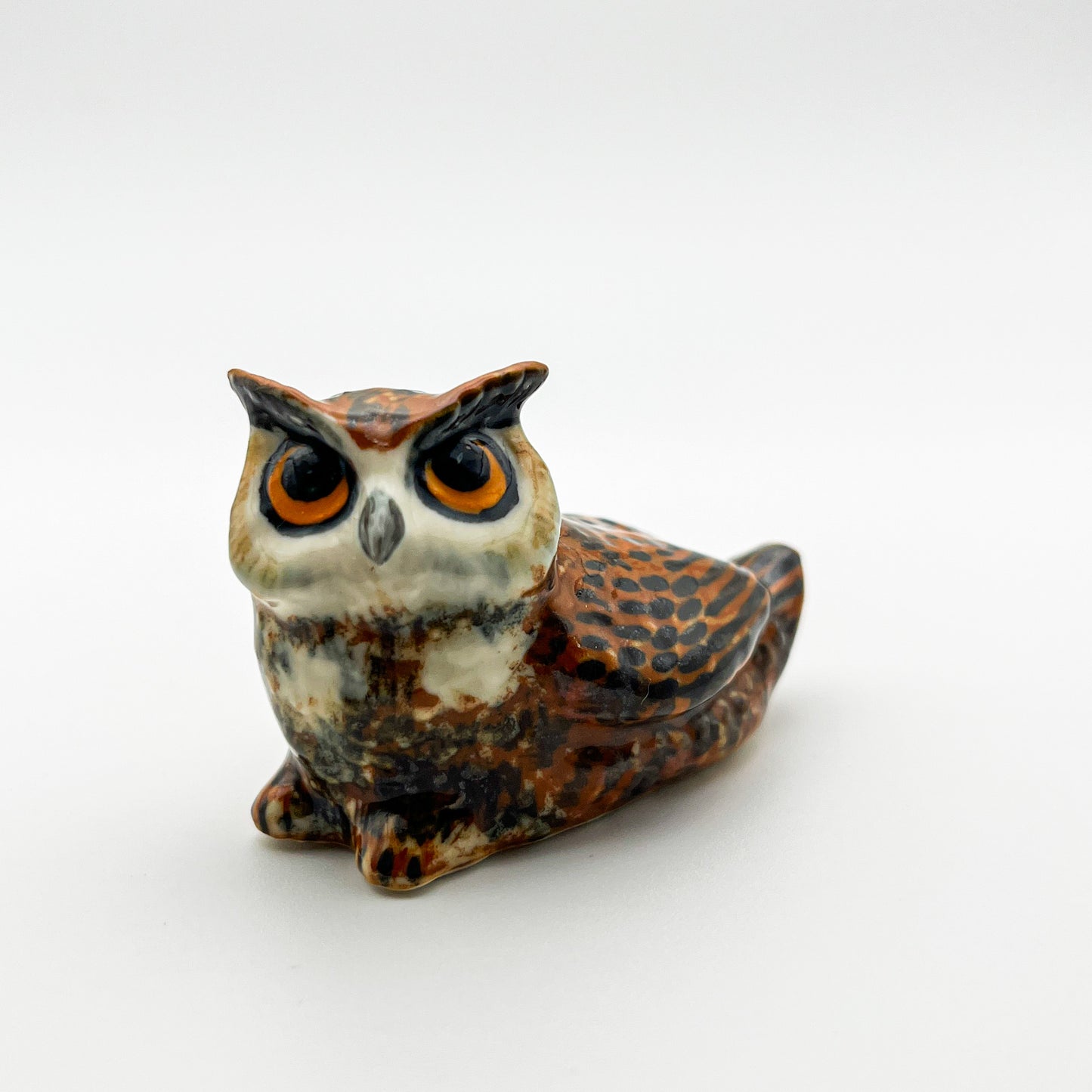 Set of 2 Owl Bird Ceramic Figurine Miniature Statue