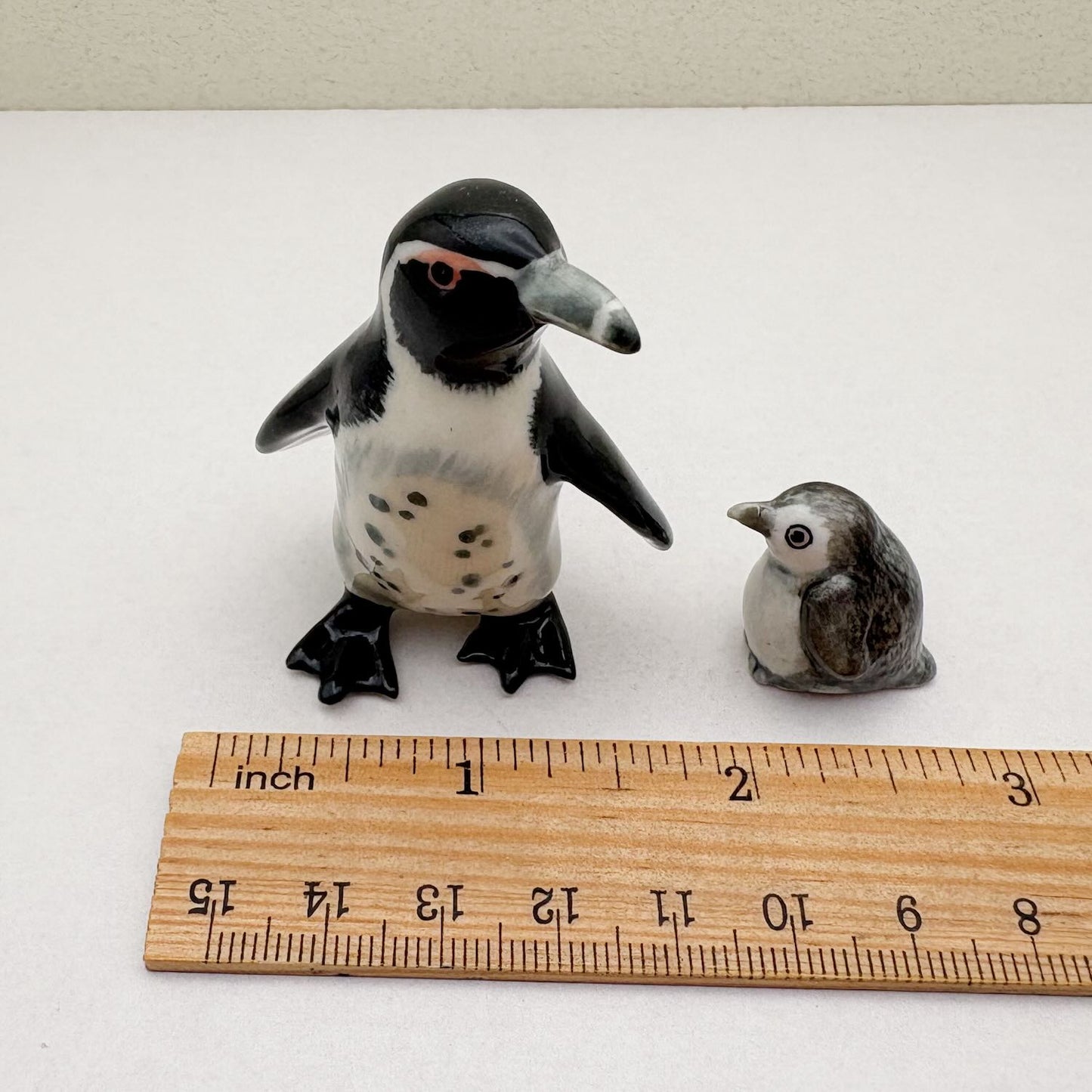 Set of 3 Penguins African Penguin Bird Family Ceramic Figurine Statue
