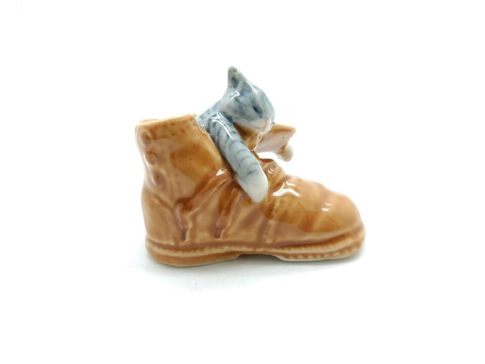 Kitten Cat Sleeping In Brown Boot Shoe