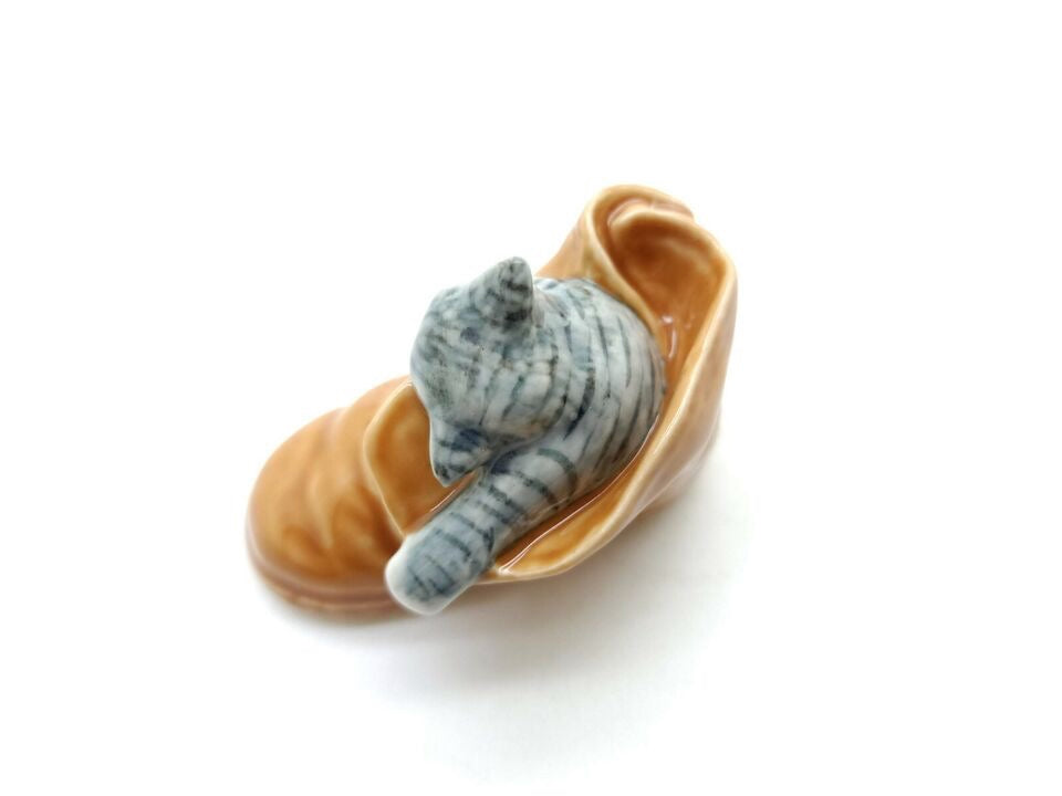 Kitten Cat Sleeping In Brown Boot Shoe