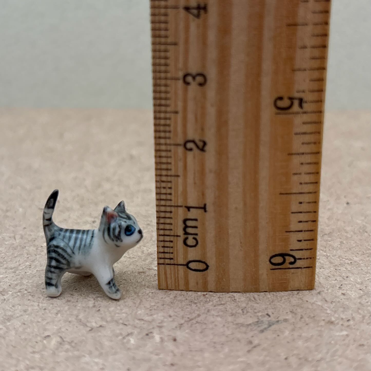 Set of 5 Cat Kitten Figurine Ceramic Animal Miniature Tiny Statue