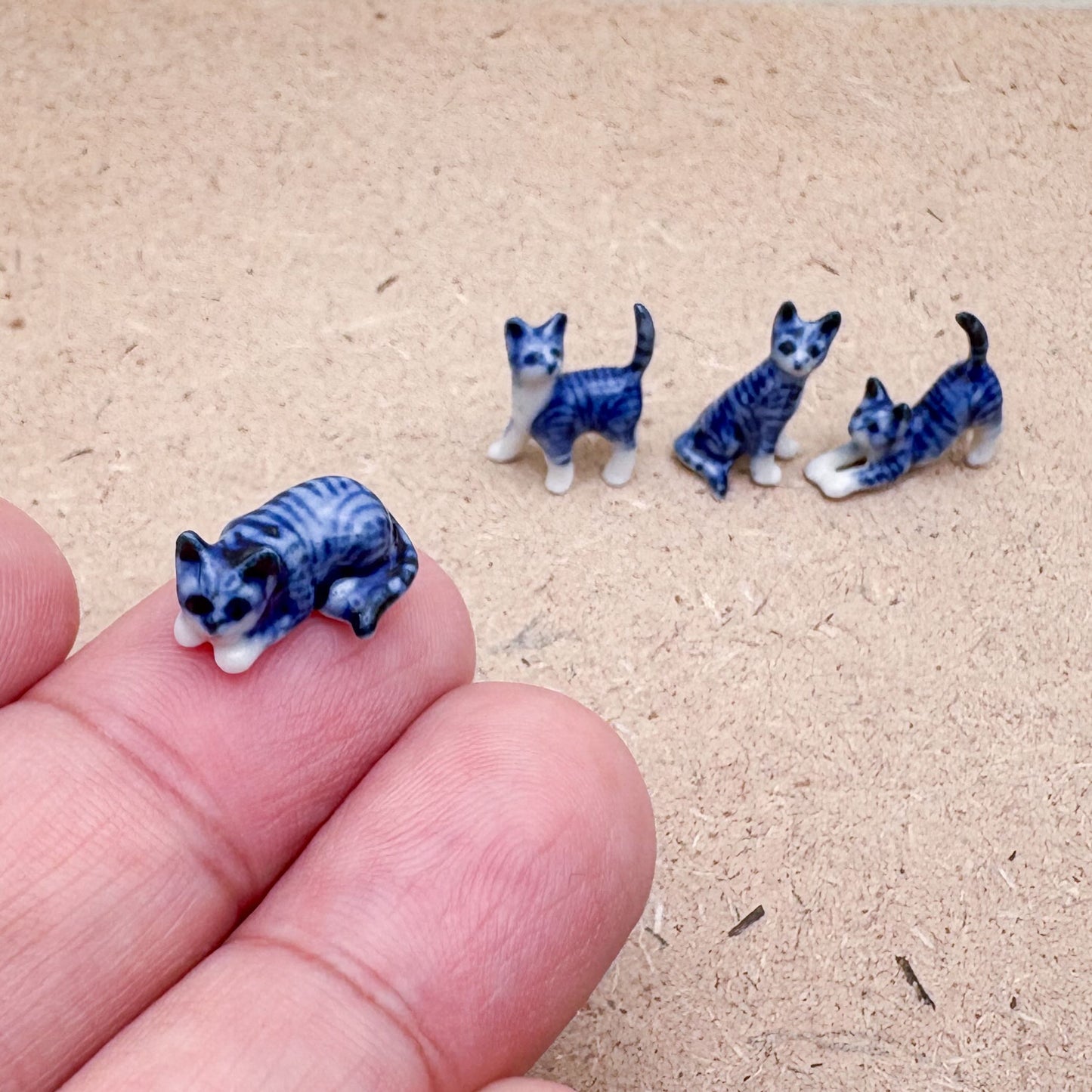Miniature Blue Cats – Set of 4