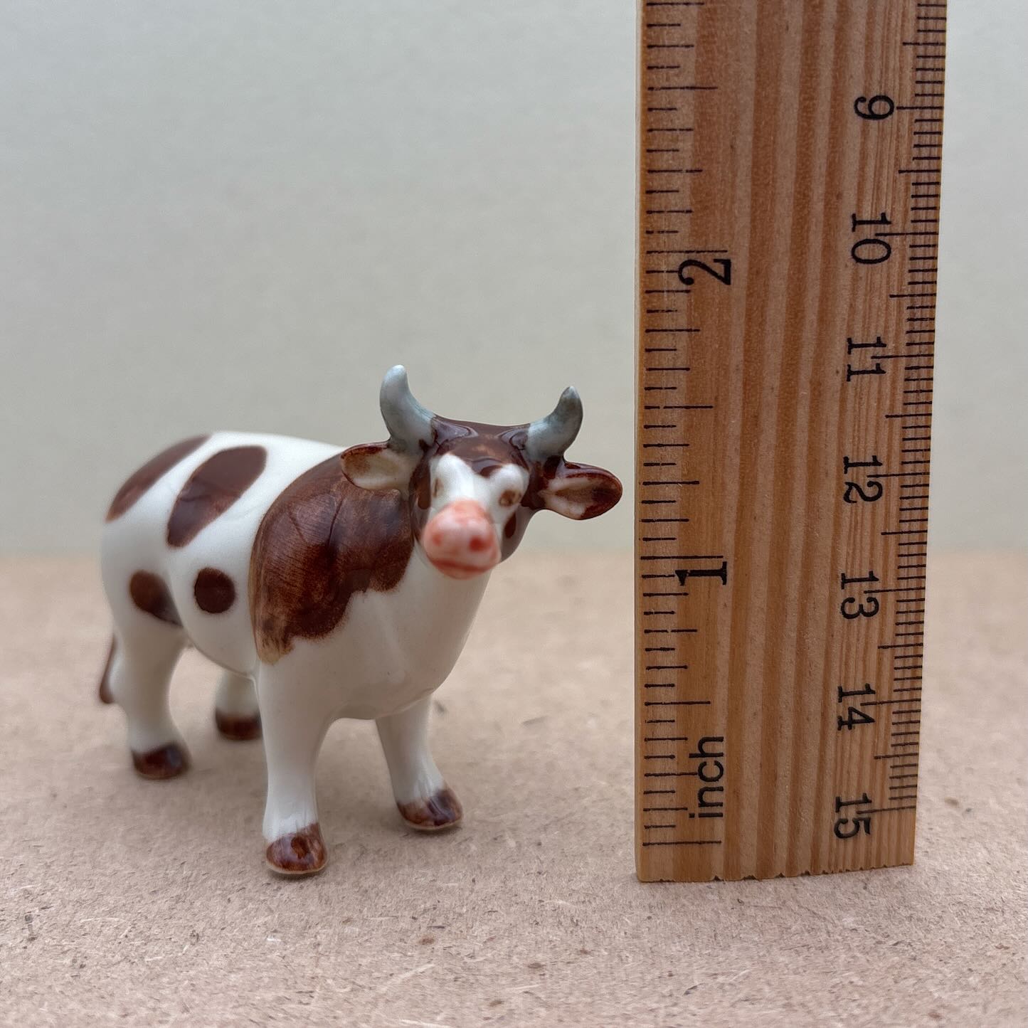 2 Cow Ceramic Figurines Miniature Statue