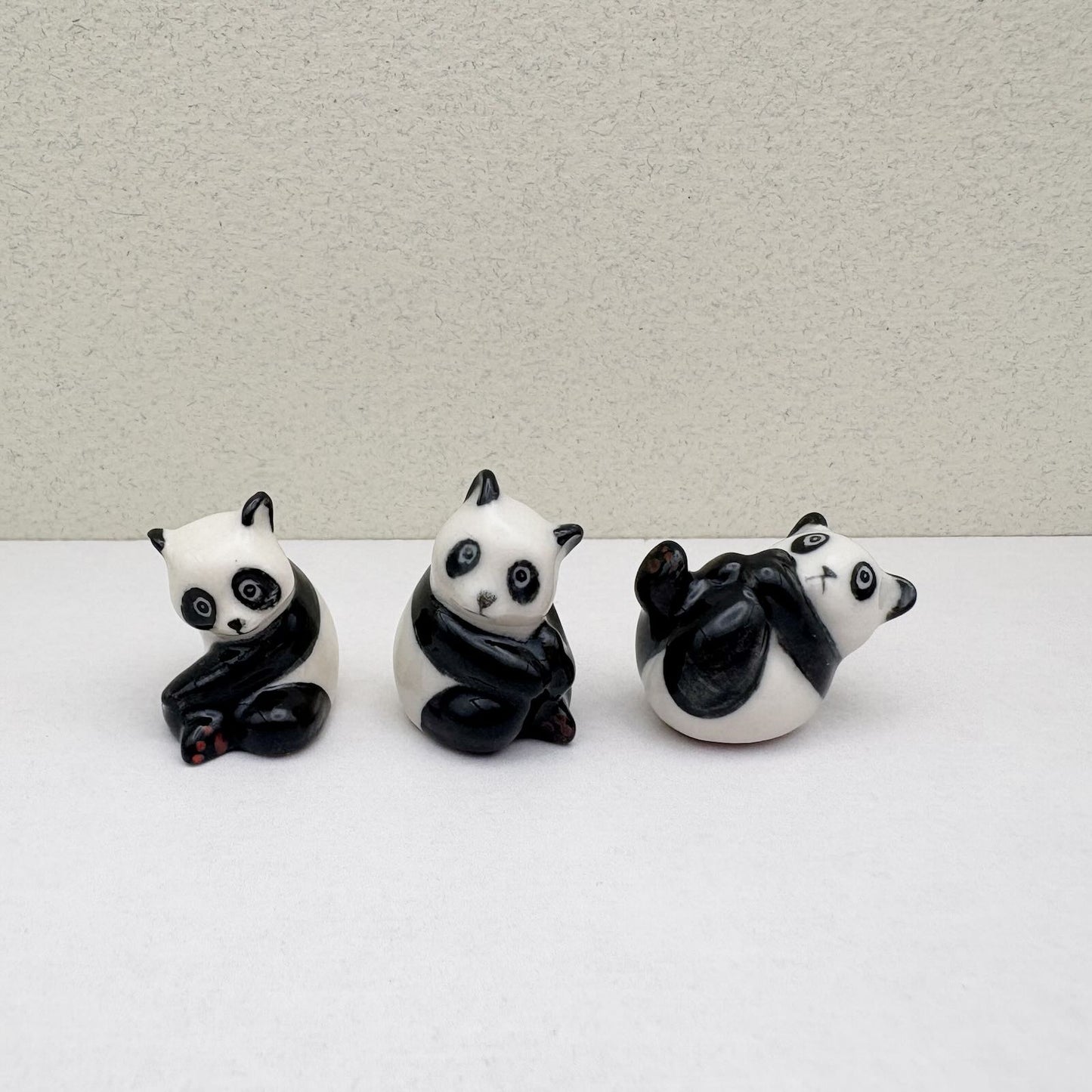 Set of 6 Panda Bear Ceramic Figurine Statue