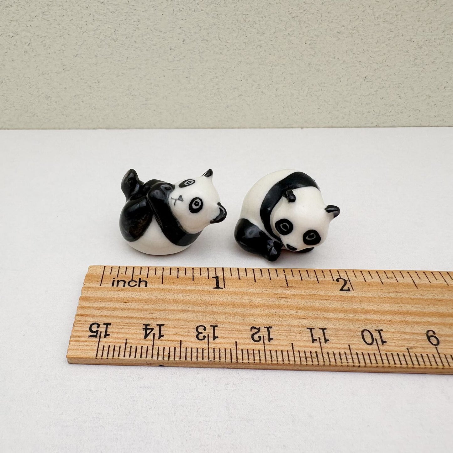 Set of 6 Panda Bear Ceramic Figurine Statue
