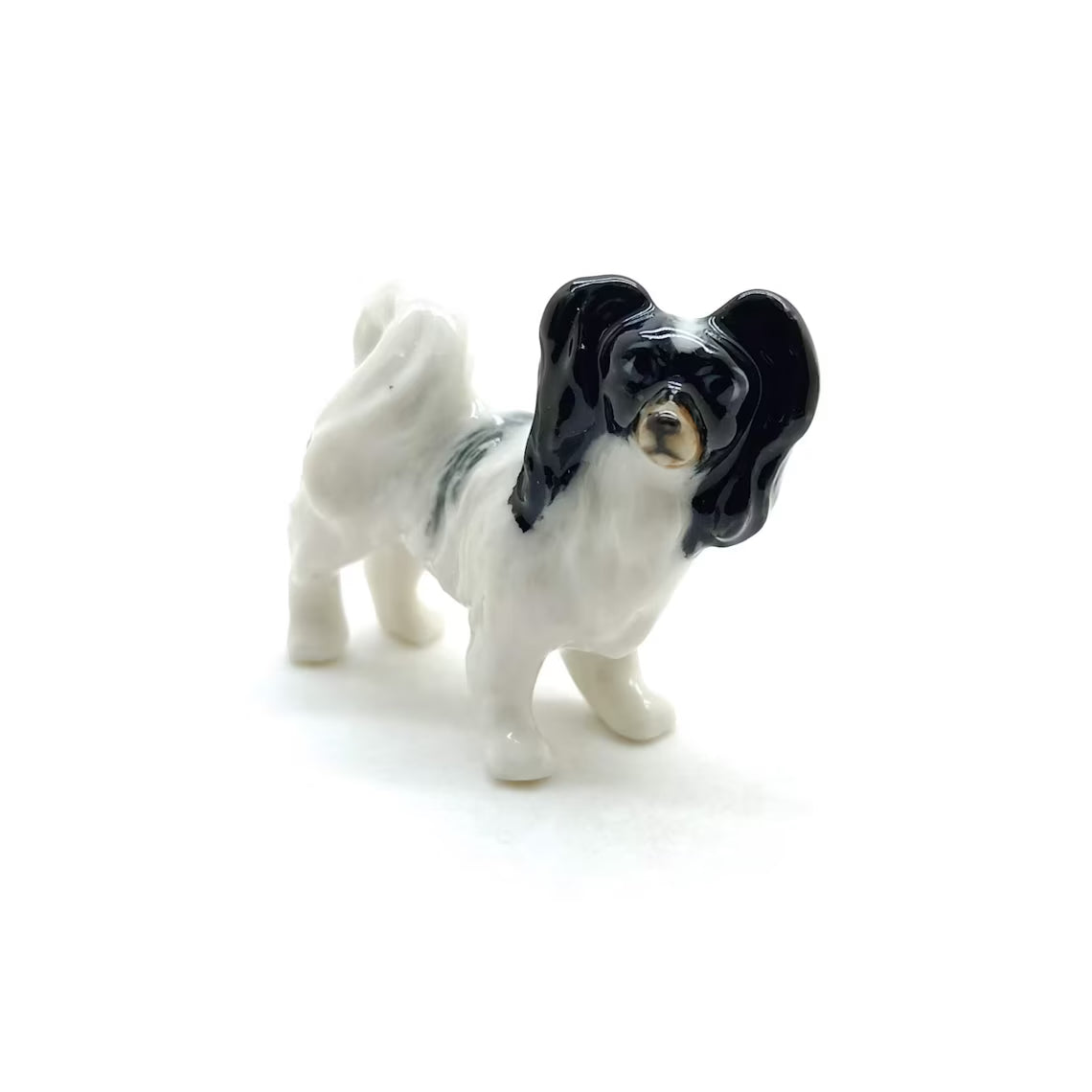 White Papillon Ceramic Dog