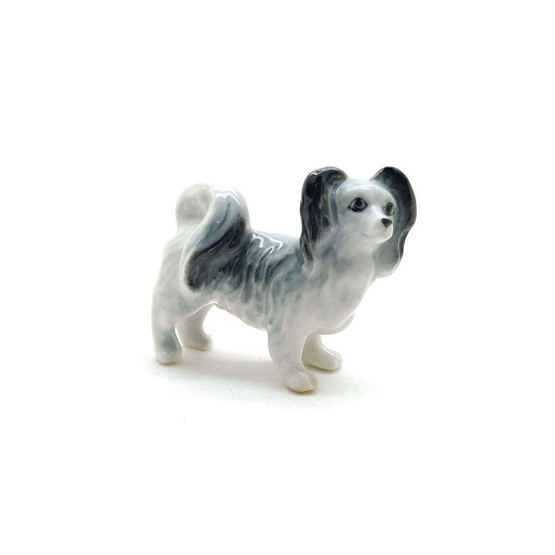 White Papillon Ceramic Dog