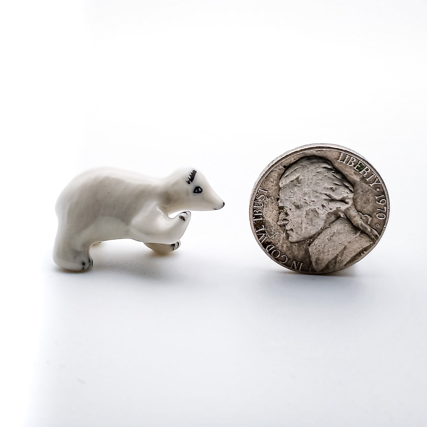 3 Tiny Mini White Polar Bear Figurines