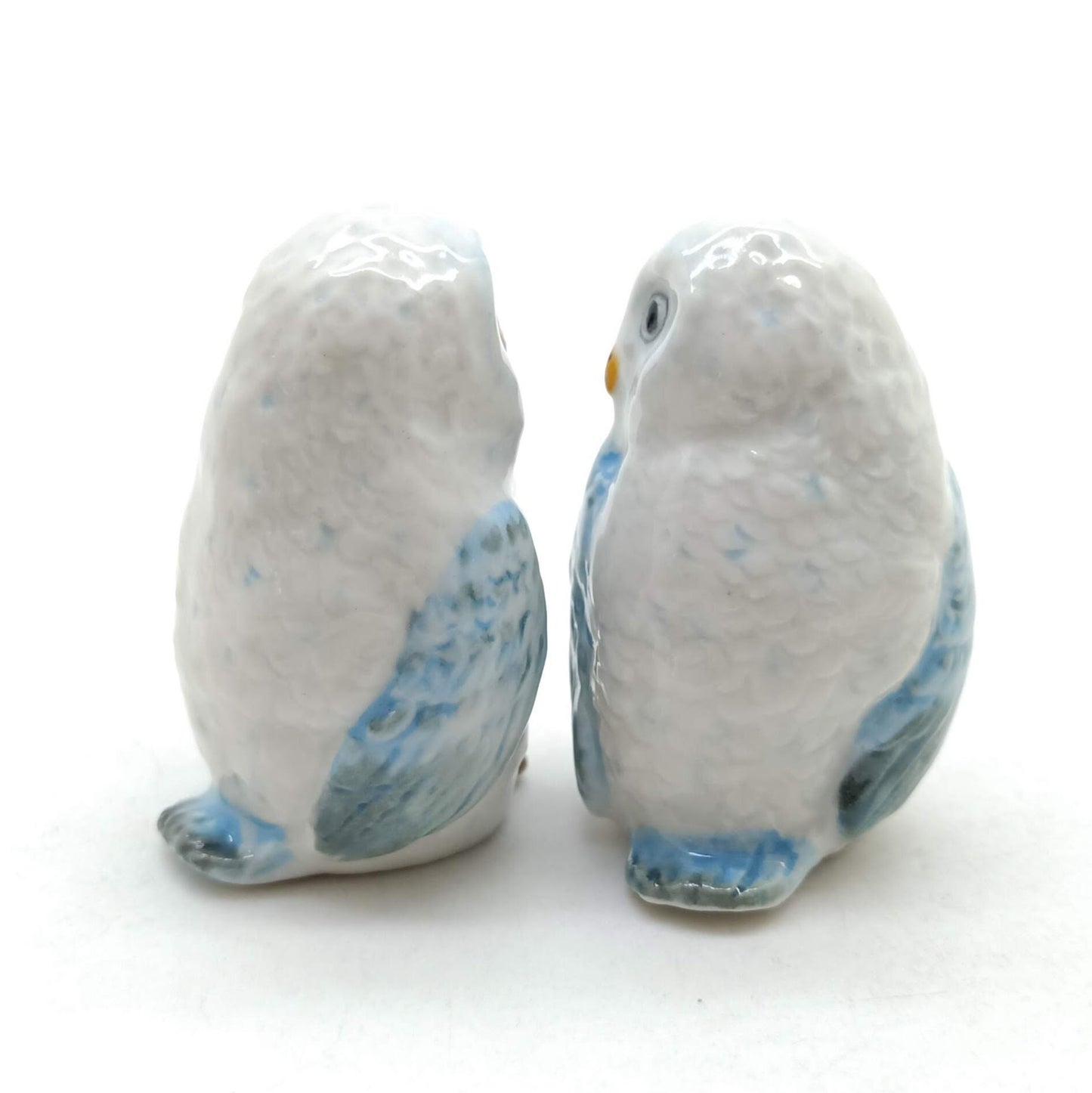 Set of 2 Owl Bird Ceramic Figurine Miniature Statue