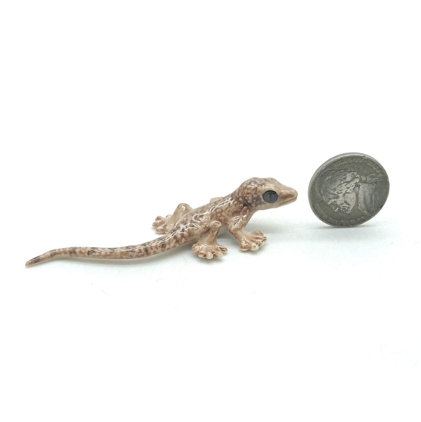 Set of 2 Lizard Gecko Gekko Ceramic Figurine Statue