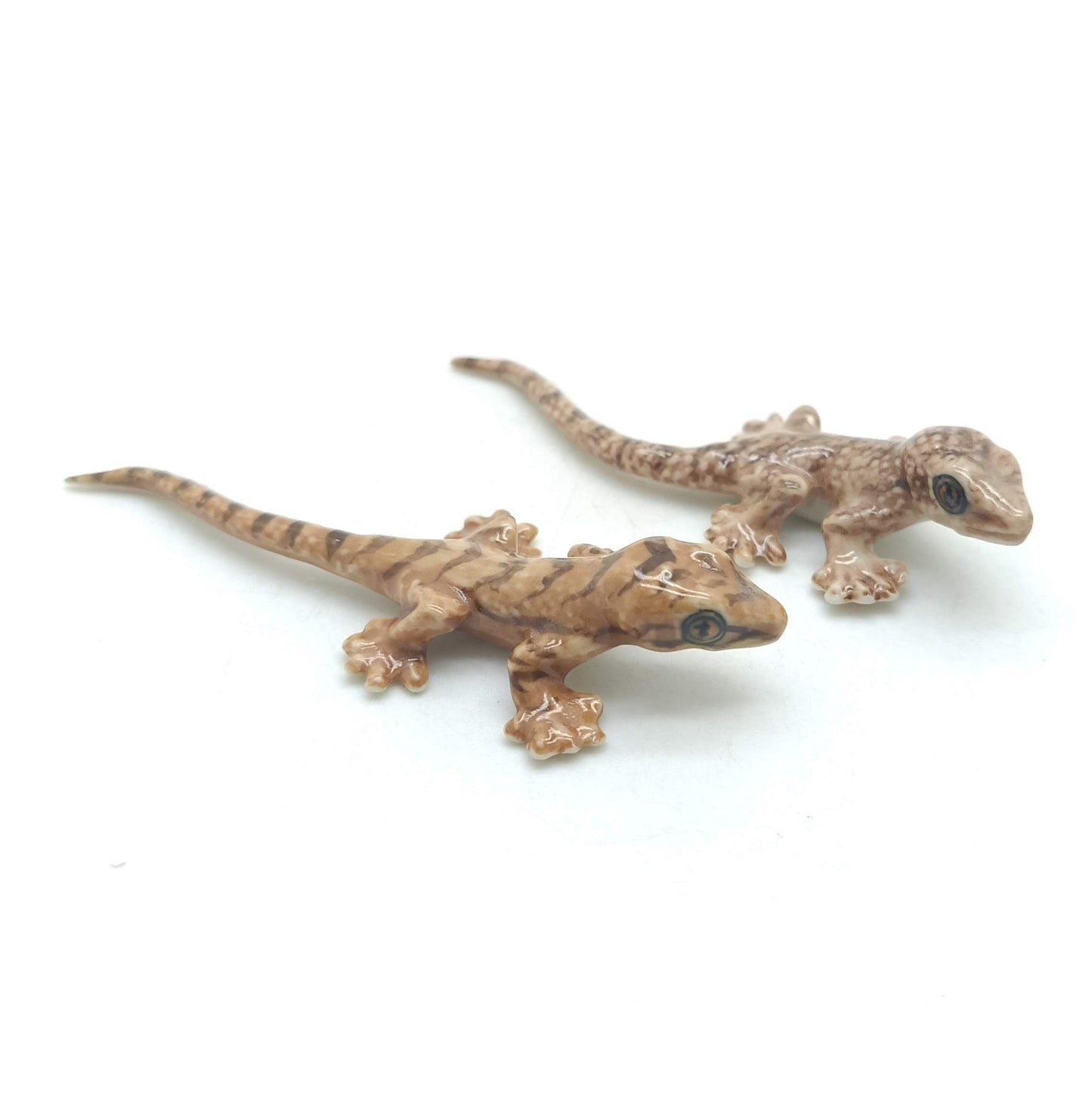 Set of 2 Lizard Gecko Gekko Ceramic Figurine Statue