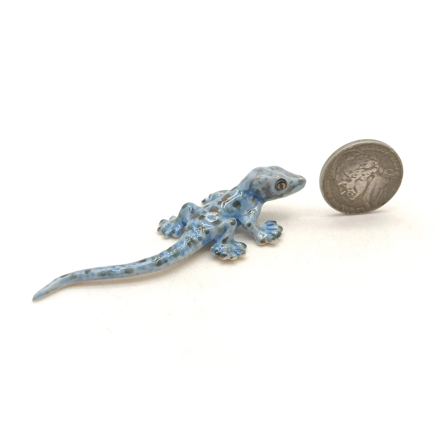 Set of 2 Lizard Gecko Gekko Ceramic Figurine Statue