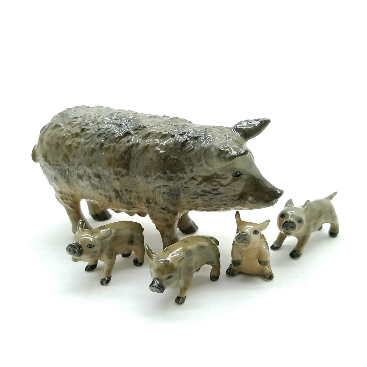 5 Pig Family Ceramic Figurines Statue