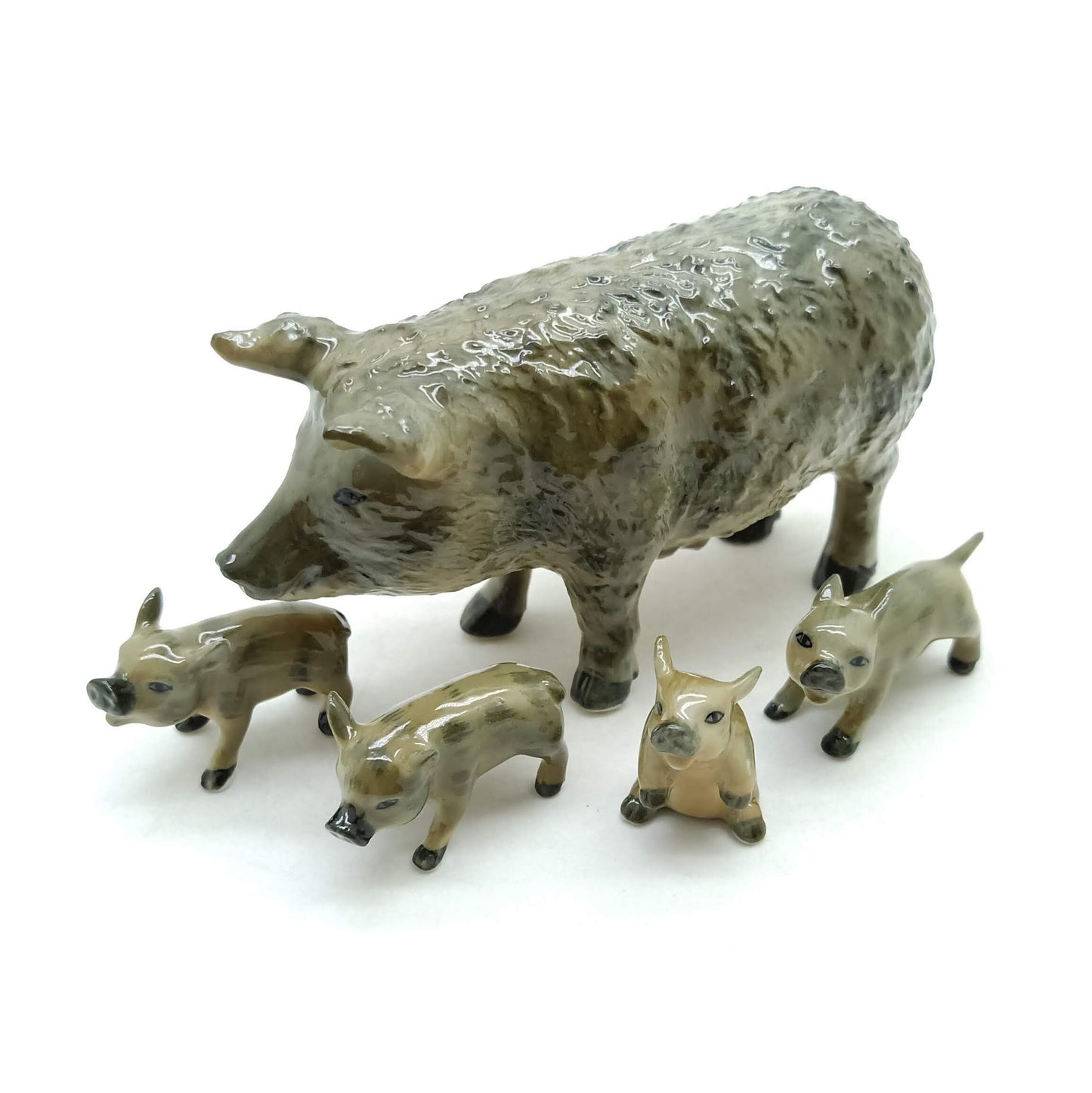 5 Pig Family Ceramic Figurines Statue
