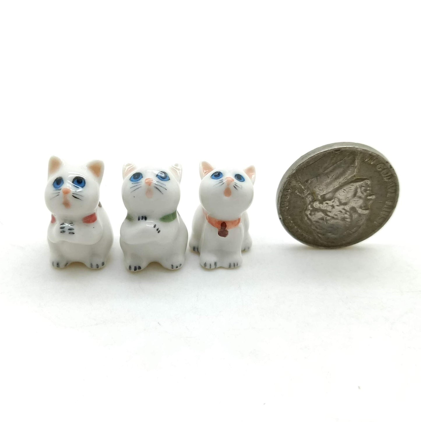 6 Tiny Lucky Cat Kitten Figurines