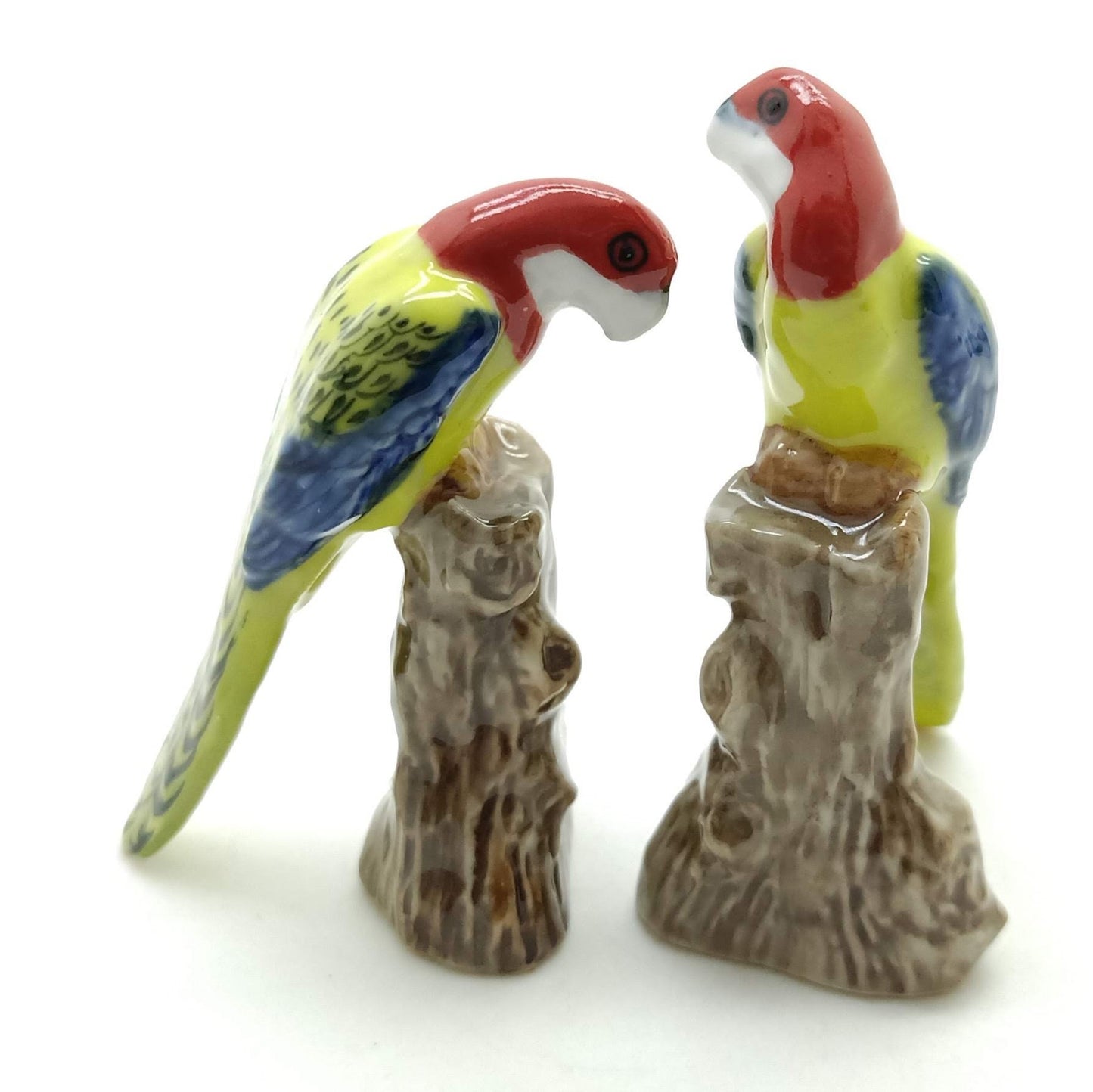 Set of 2 Macaw Parrot Bird Ceramic Figurine Statue
