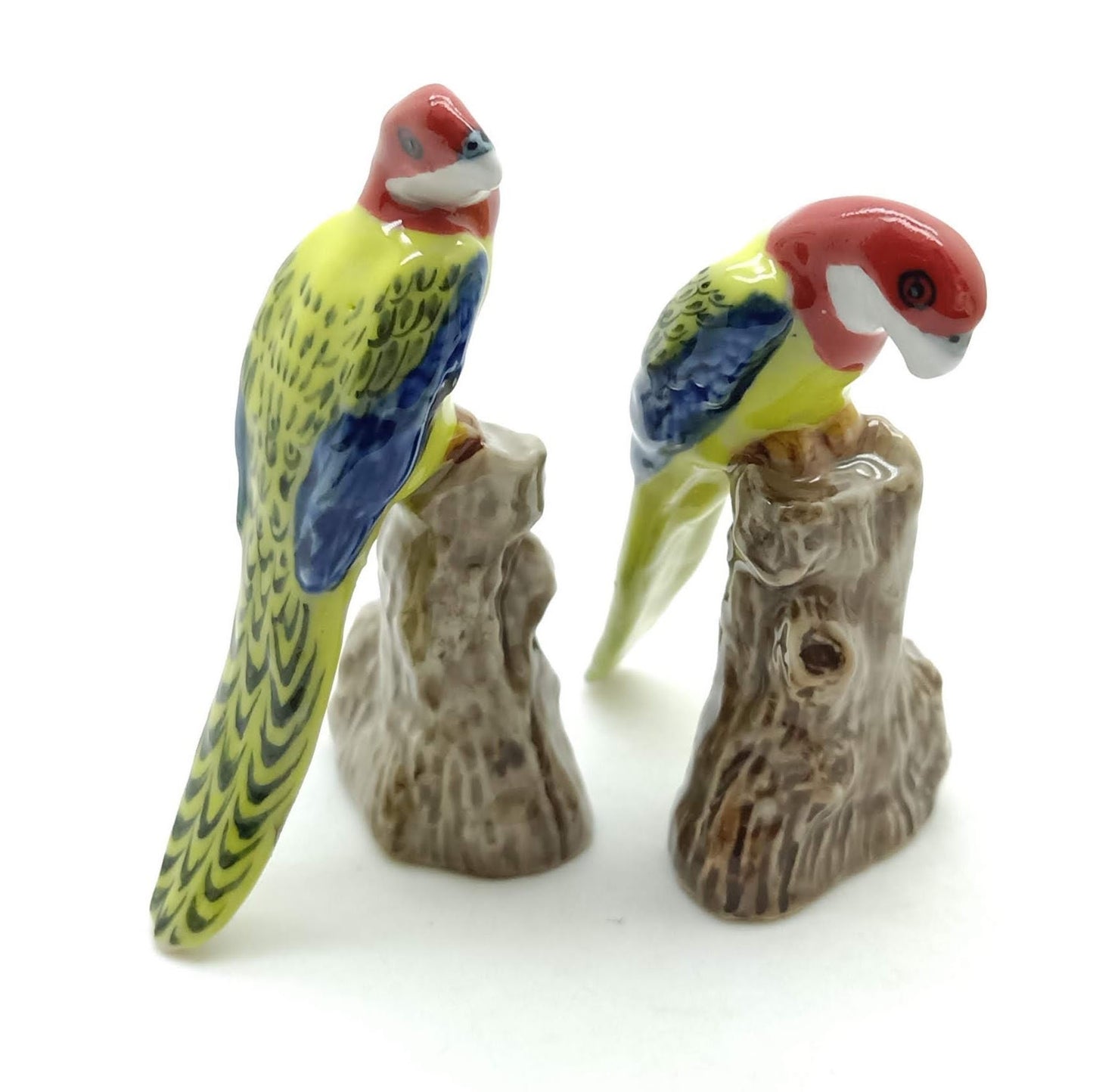 Set of 2 Macaw Parrot Bird Ceramic Figurine Statue