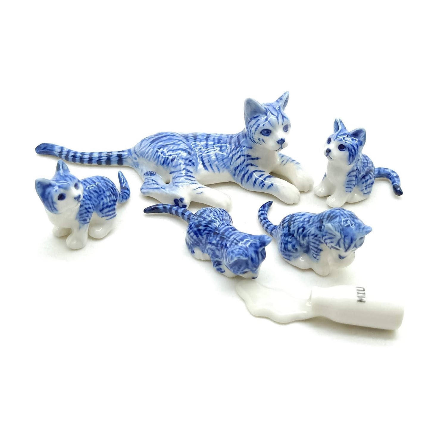 5 Tabby Kitten Cats with Milk Bottle