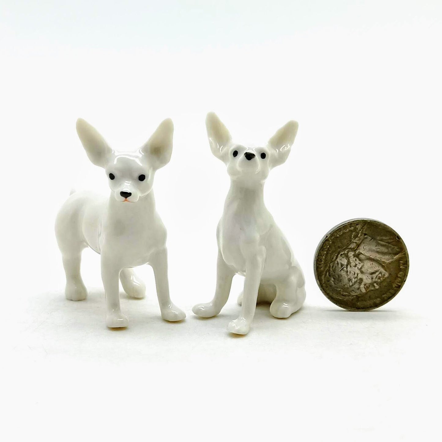 4 Chihuahua Dogs Ceramic Figurines