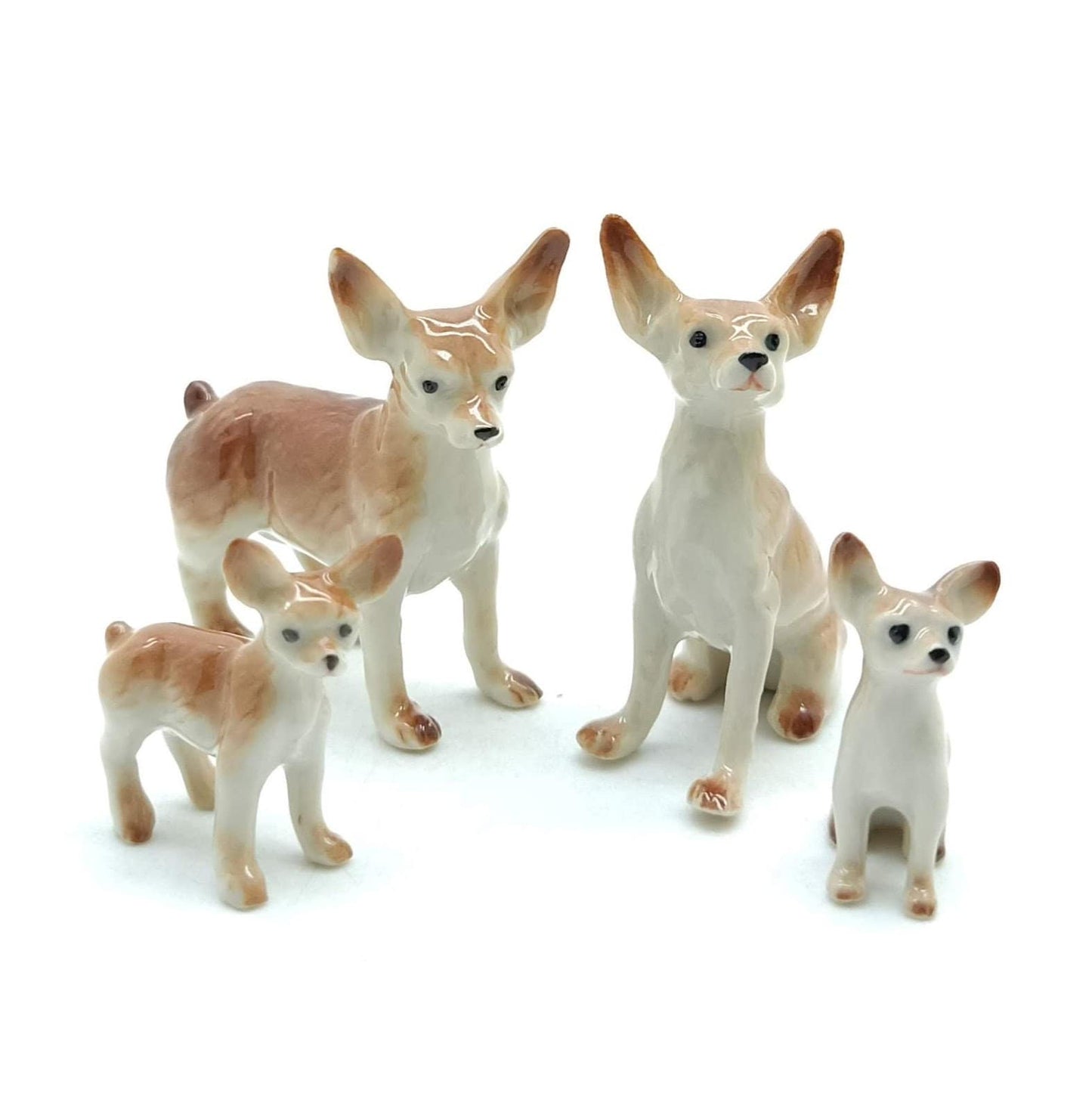 4 Chihuahua Dogs Ceramic Figurines