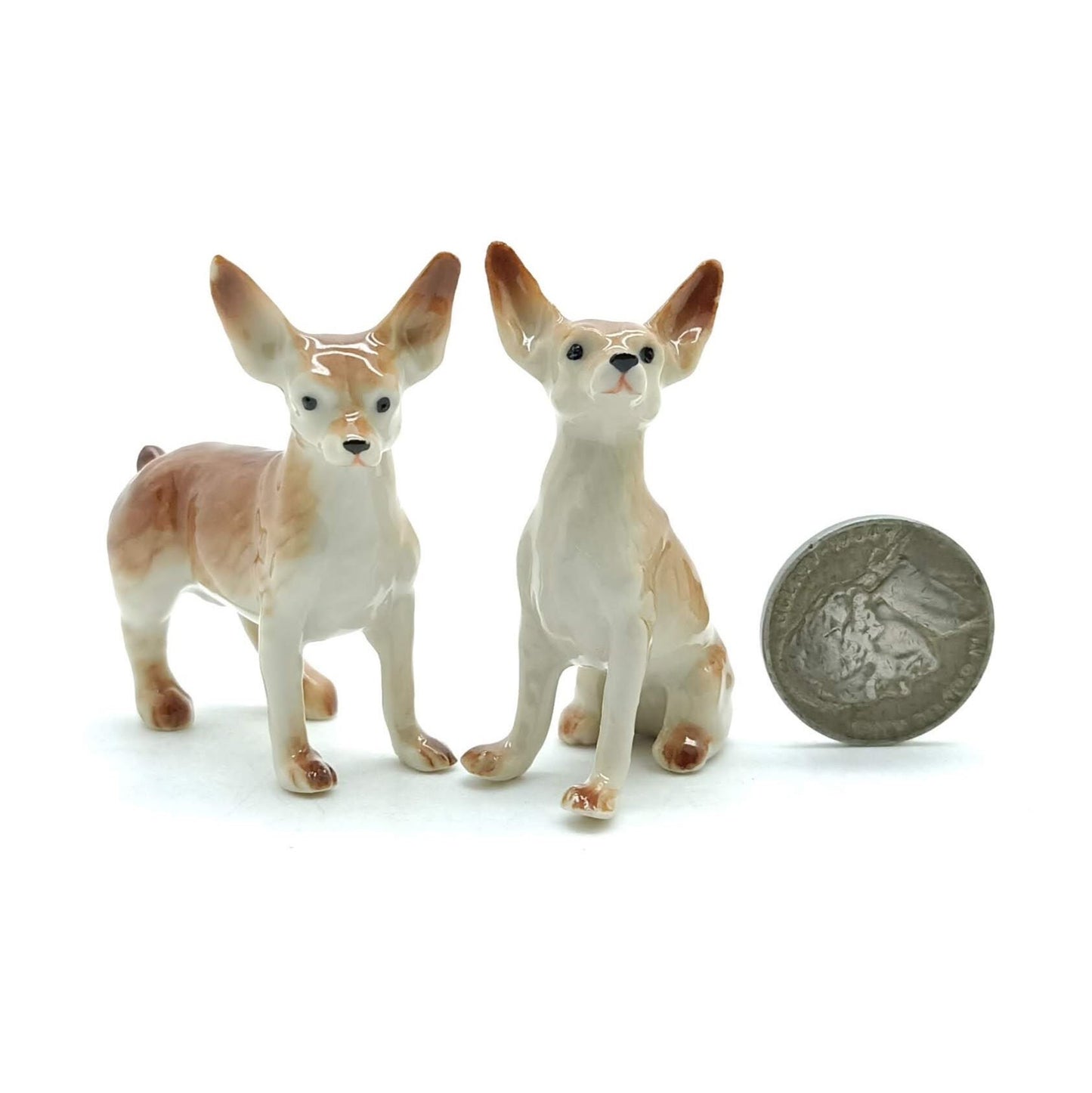 4 Chihuahua Dogs Ceramic Figurines