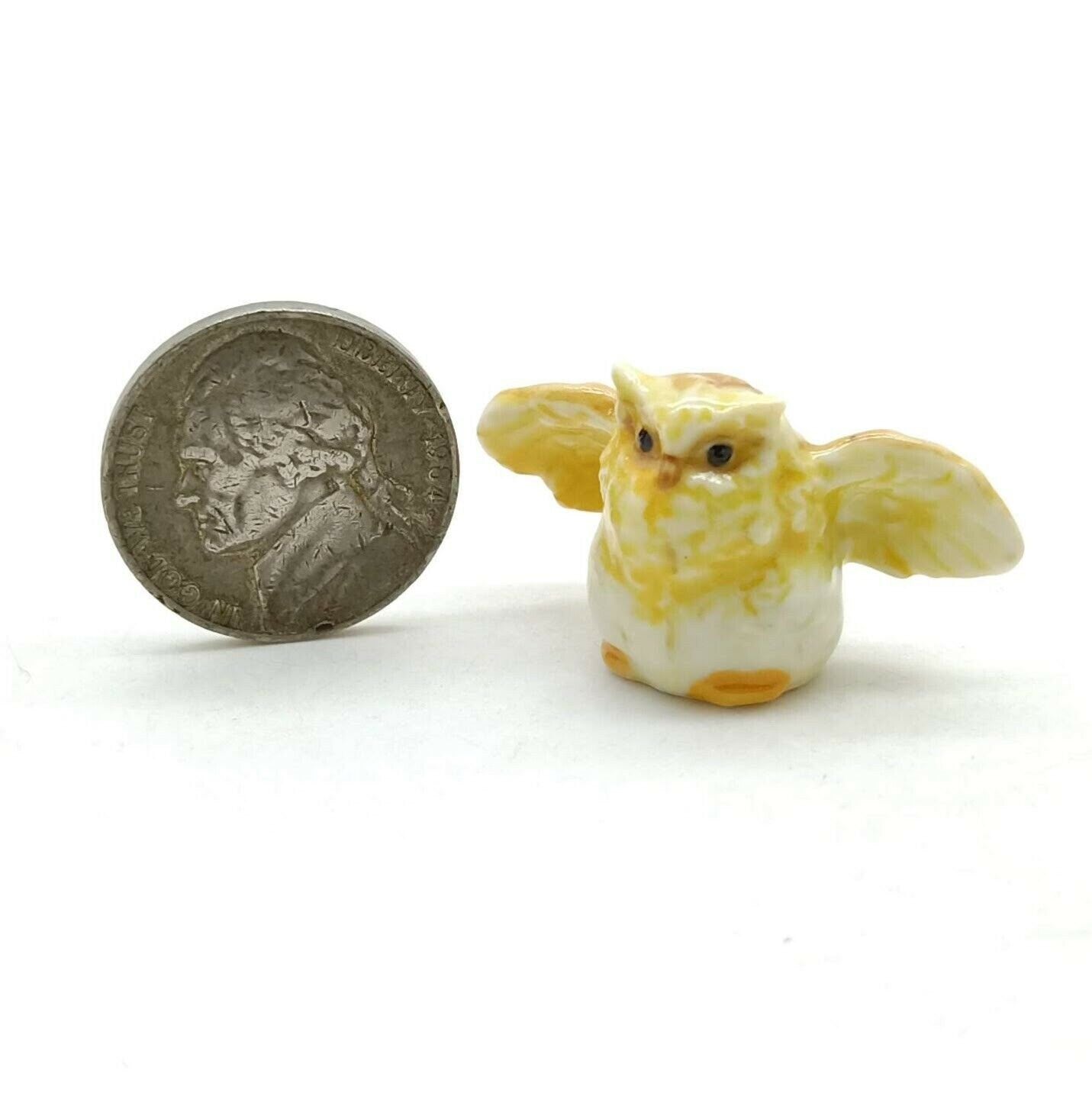 Yellowish Brown Owl with baby Ceramic Figurines
