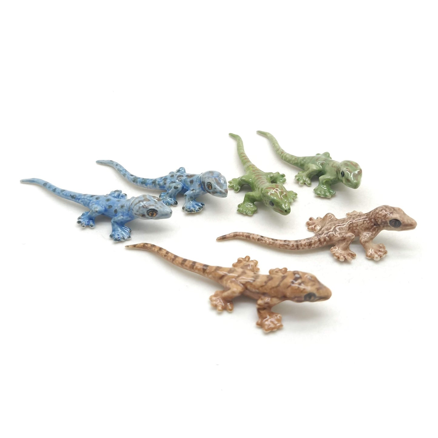 Set of 2 Lizard Gecko Gekko Ceramic Figurine Statue