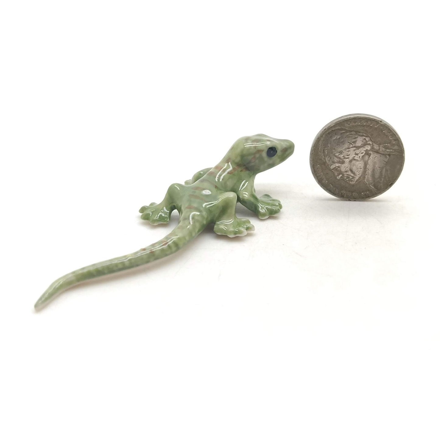 Set of 2 Lizard Gecko Gekko Ceramic Figurine Statue