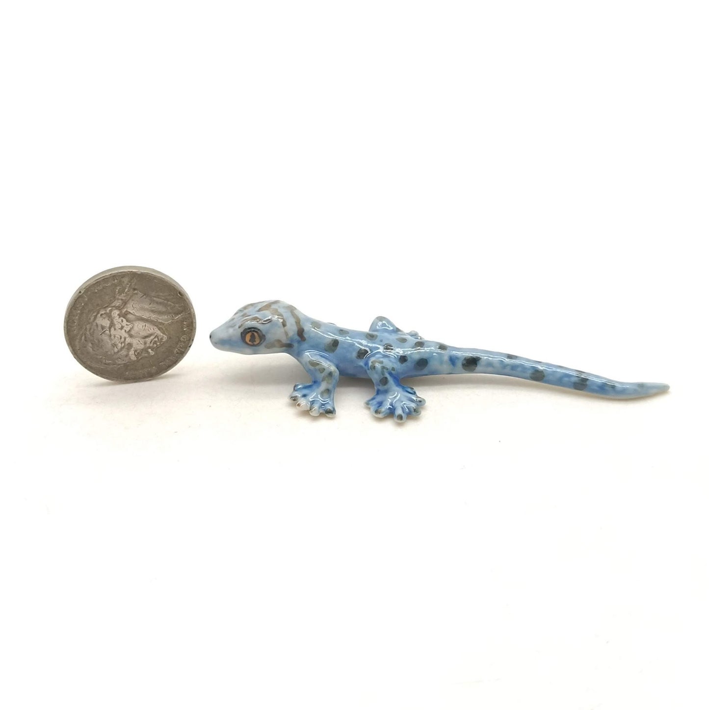 Set of 2 Lizard Gecko Gekko Ceramic Figurine Statue
