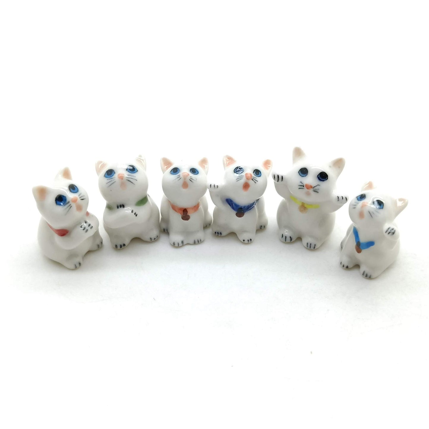 6 Tiny Lucky Cat Kitten Figurines