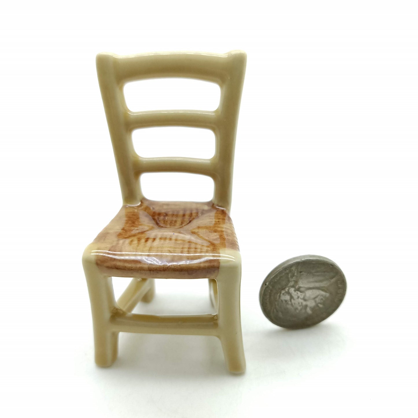 Kitten Cat Ceramic Figurine Miniature on Chair