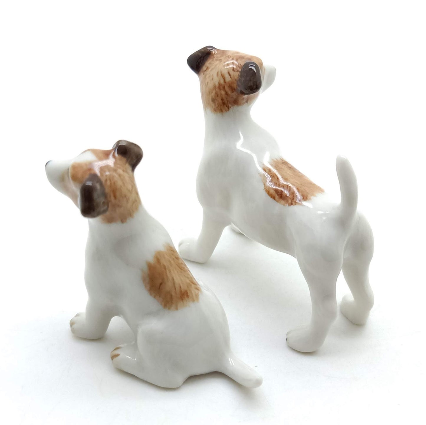 2 Jack Russell Terrier Dog Ceramic Figurines Animal Statue | Dog Lover | Gift for Collector | Home Decoration