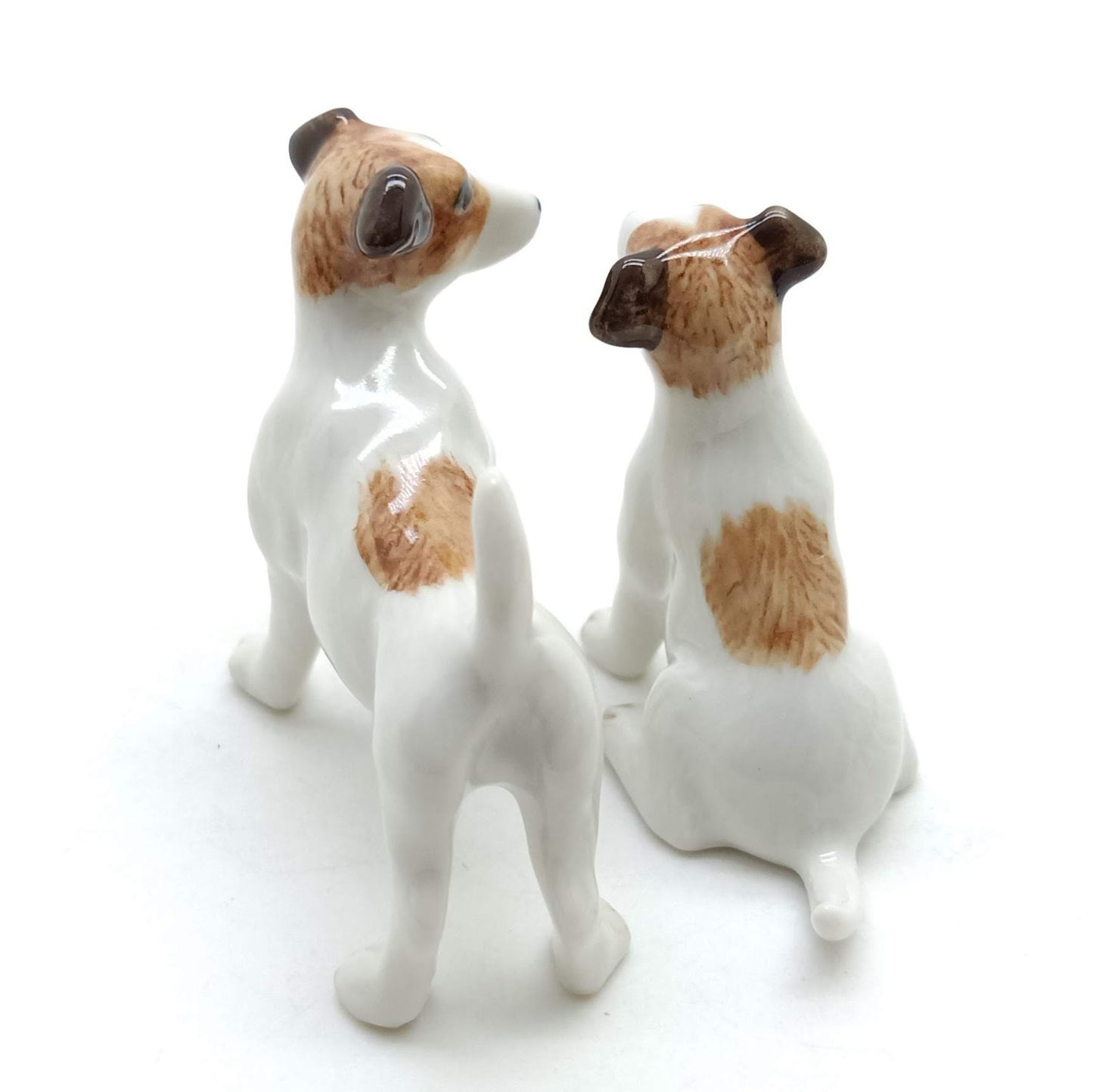 2 Jack Russell Terrier Dog Ceramic Figurines Animal Statue | Dog Lover | Gift for Collector | Home Decoration