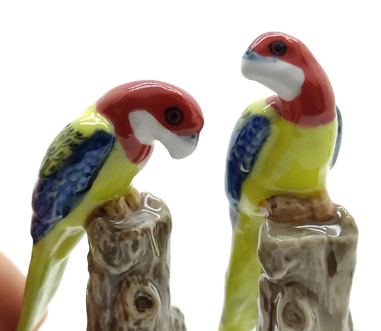 Set of 2 Macaw Parrot Bird Ceramic Figurine Statue