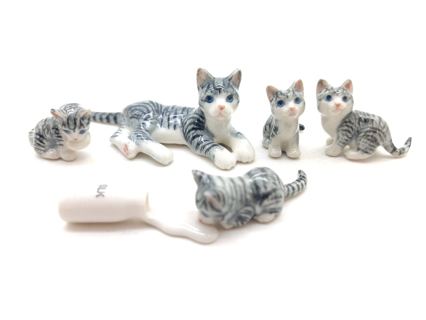 5 Tabby Kitten Cats with Milk Bottle