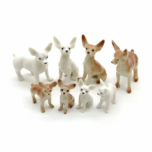 4 Chihuahua Dogs Ceramic Figurines