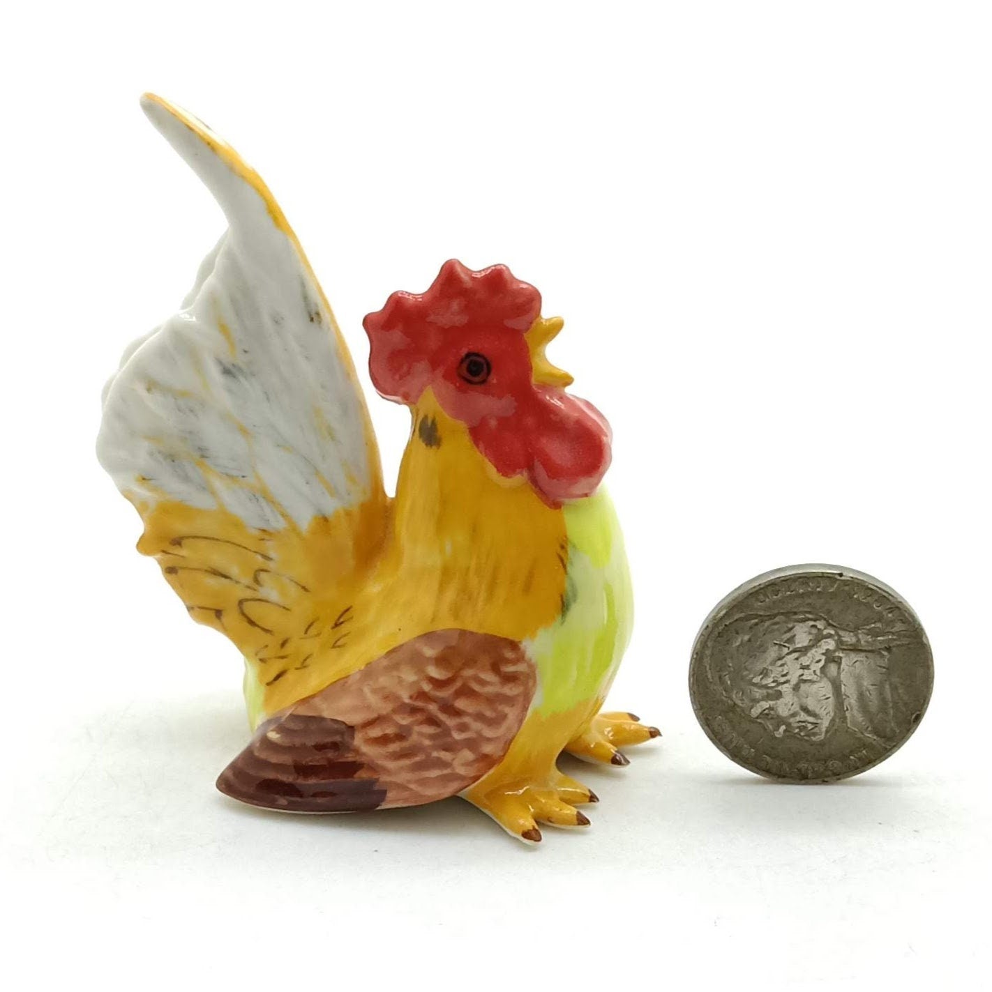 Rooster Hen Chicken Bantam Ceramic Figurine Family Statue